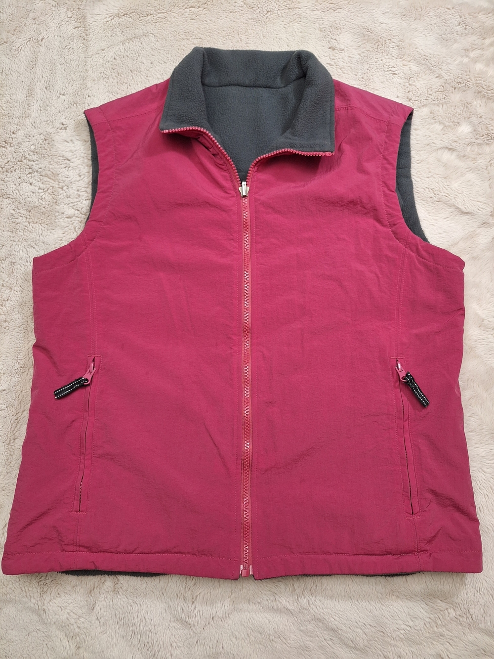 Reversible Above Sea Level 10,000 FT Women's Pink/Gray Zip Fleece Lined Vest M